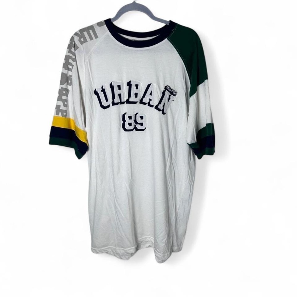 Urban Rapper white and green striped jersey Size XL #streetwear #jersey